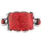 925 Silver Red Coral Cocktail Scroll Filigree Bali Handmade Ring