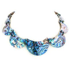 Genuine Paua Abalone Shell Iridescent Beads Necklace