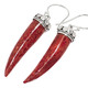925 Silver Cool Red Sponge Coral Tooth Sterling Drop Earrings, 1 1/4"