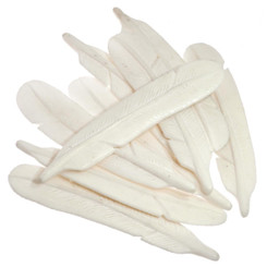 Feather Double Sided Hand Carving Bison Bone Bead Cab Cabochon, 2 3/8"