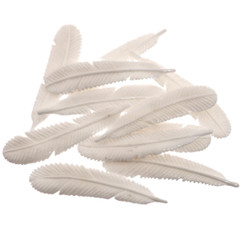 Feather Double Sided Hand Carving Bison Bone Bead Cab Cabochon, 1 5/8"
