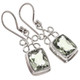 925 Silver Emerald Cut Green Amethyst Prasolite Sterling Earrings, 1"