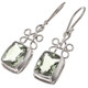 925 Silver Emerald Cut Green Amethyst Prasolite Sterling Earrings, 1"