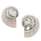 Nautilus Shell White Focal Bead Matched Pair Cab Cabochon, 1 1/4"