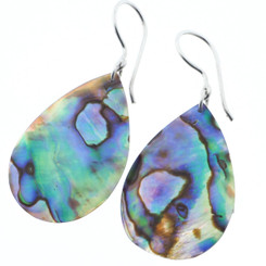 925 Silver Teardrop Paua Abalone Shell Sterling Earrings, 1 1/4"