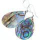 925 Silver Teardrop Paua Abalone Shell Sterling Earrings, 1 1/4"