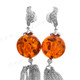 3 1/8" 925 Silver Baltic Amber Cz Post Earrings
