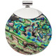 925 Silver Round Paua Abalone Shell Sterling Pendant, 2 3/4"