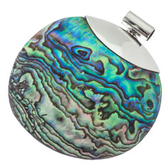 925 Silver Round Paua Abalone Shell Sterling Pendant, 2 3/4"