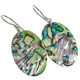 925 Silver Oval New Zealand Paua Abalone Shell Earrings, 1 1/4"