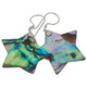 925 Silver Star New Zealand Paua Abalone Shell Sterling Earrings, 1 3/16"