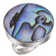 925 Silver Colorful Paua Abalone Shell Sterling Adj Sz 7 Ring, 1"