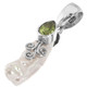 925 Silver Peridot White Biwa Freshwater Stick Pearl Sterling Pendant, 1 1/4"