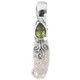 925 Silver Peridot White Biwa Freshwater Stick Pearl Sterling Pendant, 1 1/4"