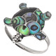 925 Silver Turtle Paua Abalone Shell Sterling Ring, Adjustable 6-9