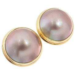 925 Silver Big 18mm Mauve Mabe Pearl Vermeil Gold Plated Clip-On Earrings 13/16"