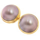 925 Silver Big 18mm Mauve Mabe Pearl Vermeil Gold Plated Clip-On Earrings 13/16"