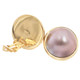 925 Silver Big 18mm Mauve Mabe Pearl Vermeil Gold Plated Clip-On Earrings 13/16"
