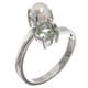 925 Silver Freshwater Button Pearl Prasiolite Green Amethyst Sterling Ring