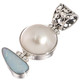 925 Silver Genuine Big Australian Opal White Mabe Pearl Sterling Pendant, 1 5/8"