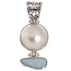925 Silver Genuine Big Australian Opal White Mabe Pearl Sterling Pendant, 1 5/8"