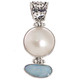 925 Silver Genuine Big Australian Opal White Mabe Pearl Sterling Pendant, 1 5/8"