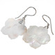 925 Silver Plumeria Flower Iridescent White Mother Of Pearl Shell Earrings, 1"