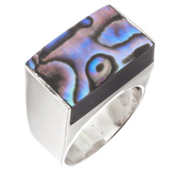 925 Silver Mens Unisex New Zealand Paua Abalone Shell Heavy Sterling 8 Ring