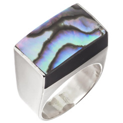 925 Silver Mens Unisex New Zealand Paua Abalone Shell Heavy Sterling 8 Ring