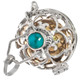 925 Silver Bali Chime Harmony Turquoise Gem Locket Filigree Pendant, 1 5/16"