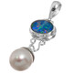 925 Silver Genuine Natural Australian Opal Freshwater Pearl Pendant, 1 1/4"