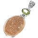 925 Silver Peridot Gold Pink Azalea Titanium Druzy Drusy Sterling Pendant, 2"