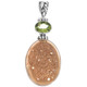 925 Silver Peridot Gold Pink Azalea Titanium Druzy Drusy Sterling Pendant, 2"