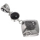 925 Silver Mist Titanium Agate Drusy Druzy Black Onyx Sterling Pendant, 2"