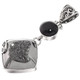 925 Silver Mist Titanium Agate Drusy Druzy Black Onyx Sterling Pendant, 2"