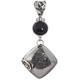 925 Silver Mist Titanium Agate Drusy Druzy Black Onyx Sterling Pendant, 2"