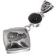 925 Silver Mist Titanium Agate Drusy Druzy Black Onyx Sterling Pendant, 2"
