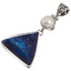 925 Silver Cobalt Blue Titanium Druzy White Mabe Pearl Sterling Pendant, 2"