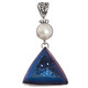 925 Silver Cobalt Blue Titanium Druzy White Mabe Pearl Sterling Pendant, 2"
