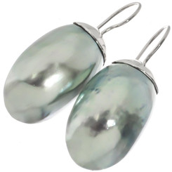 925 Silver Iridescent Osmena Pearl Nautilus Shell Sterling Earrings, 1 1/4"