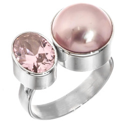 925 Silver Pink Quartz South Sea Cultured Pink Mabe Pearl Sterling Ring