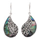 925 Silver Genuine Paua Abalone Filigree Scroll Sterling Earrings, 1 1/4"