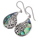 925 Silver Genuine Paua Abalone Filigree Scroll Sterling Earrings, 1 1/4"