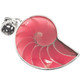925 Silver Cool Open Pink Nautilus Shell Sterling Pendant, 1 3/4"