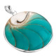 925 Silver Round Turquoise Blue Nautilus Shell Sterling Pendant, 2 3/16"