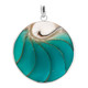 925 Silver Round Turquoise Blue Nautilus Shell Sterling Pendant, 2 3/16"