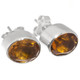 925 Silver Dainty Sparklilng Oval Citrine Sterling Post Stud Earrings, 3/8"