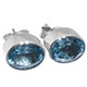 925 Silver Dainty Sparkling Oval Sky Blue Topaz Sterling Stud Earrings, 3/8"