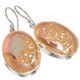 925 Silver Peach Pink Orange Oval Titanium Druzy Drusy Earrings, 1"