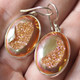 925 Silver Peach Pink Orange Oval Titanium Druzy Drusy Earrings, 1"